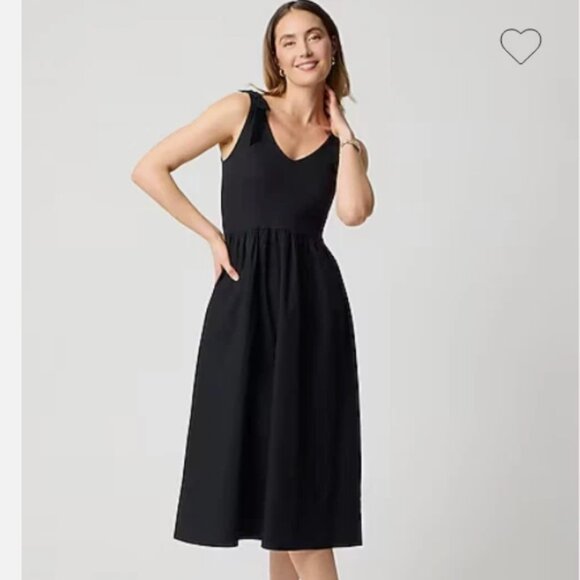 J. Crew Factory Black Mixy Midi Dress XS Mixed Media - Picture 1 of 12